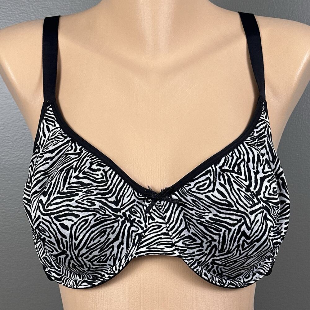 Cacique Bra 40D T-Shirt Style Unlined Underwire Animal Print Zebra Unmolded Y2K